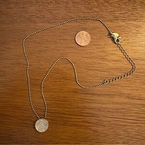 Lia Sophia Gold Necklace with Crystal Disc Pendant